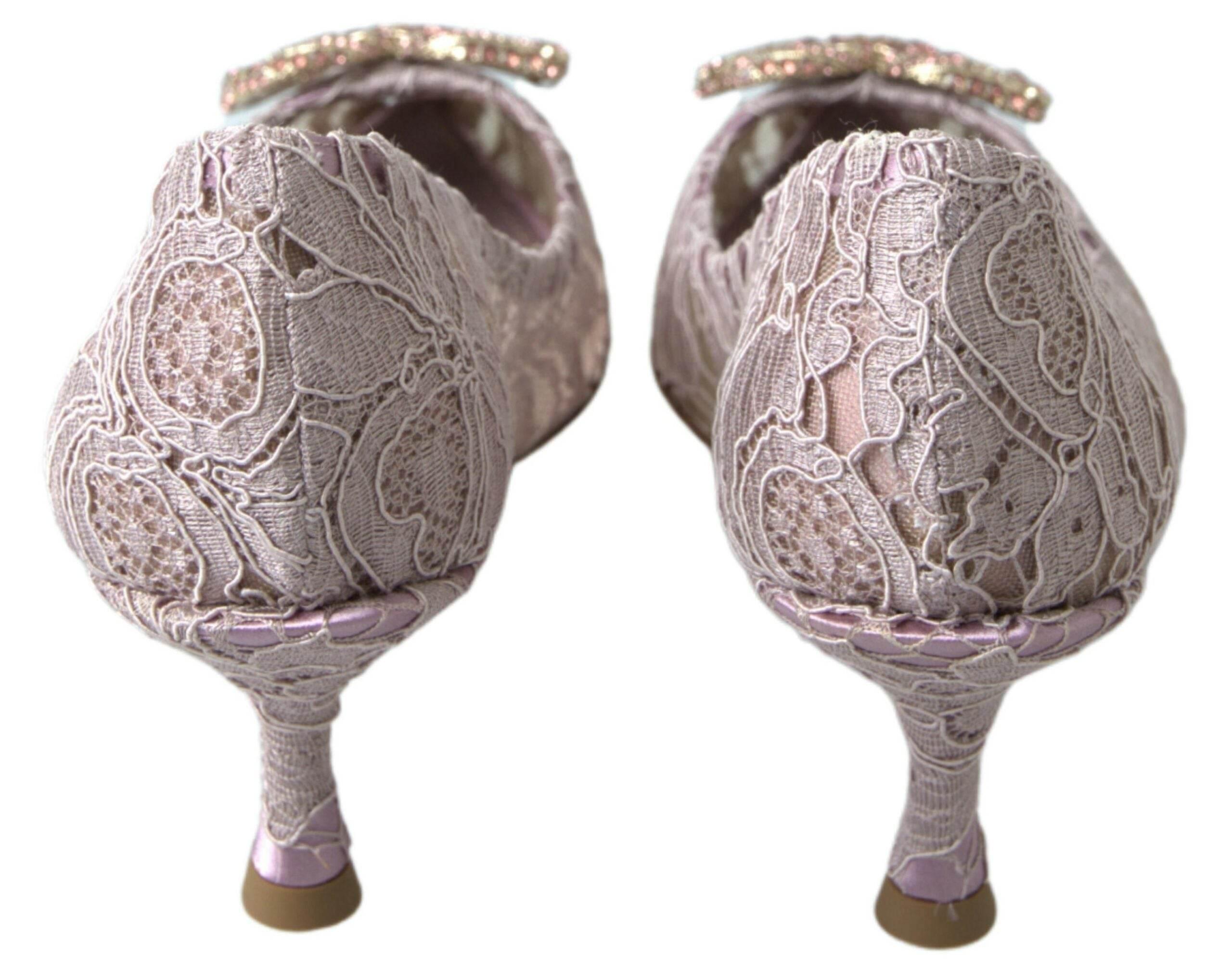 Dolce & Gabbana Elegant Pink Crystal Embellished Heels - Hilstor