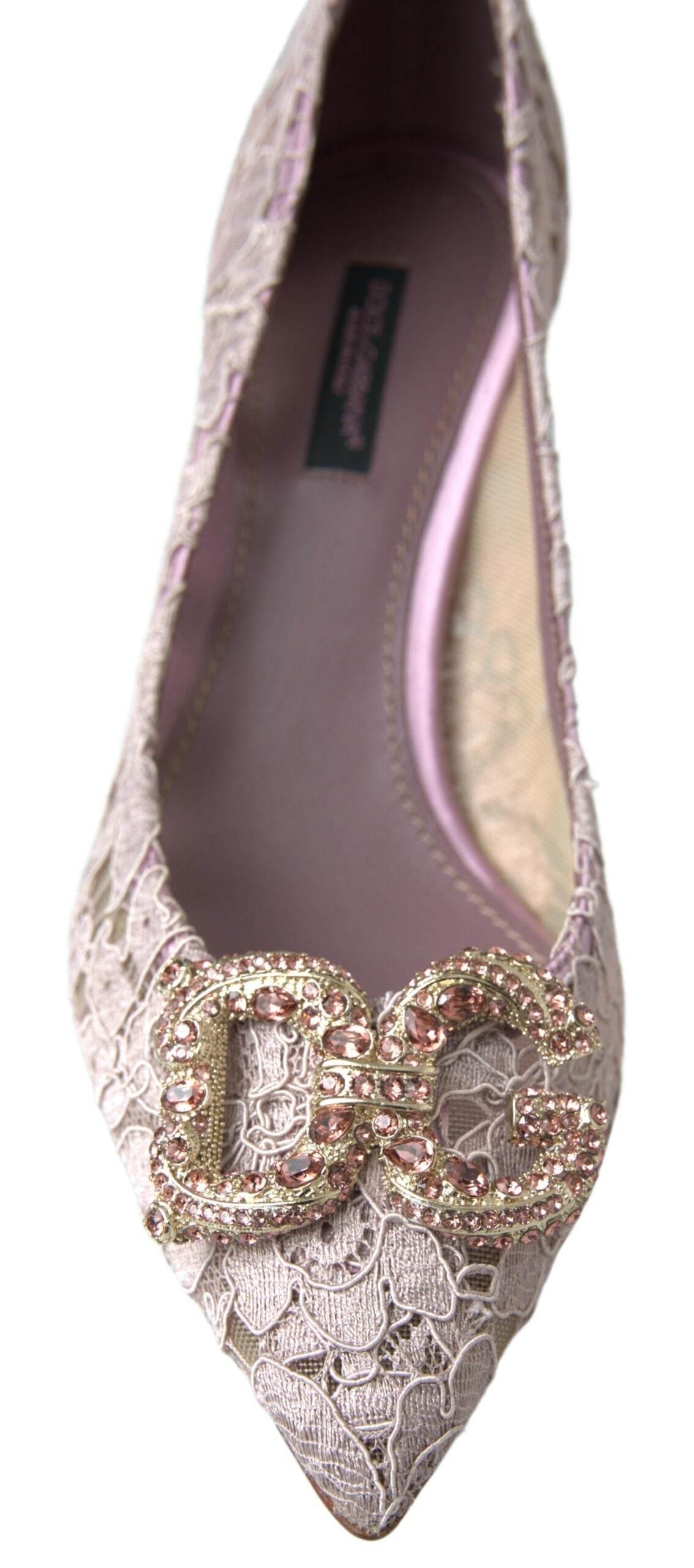 Dolce & Gabbana Elegant Pink Crystal Embellished Heels - Hilstor