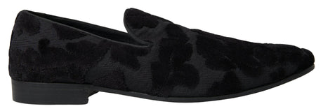 Dolce & Gabbana Black Brocade Loafers Formal Shoes - Hilstor