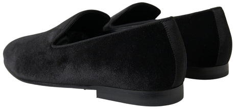 Dolce &amp; Gabbana Sorte Velour Loafers Formelle Sko
