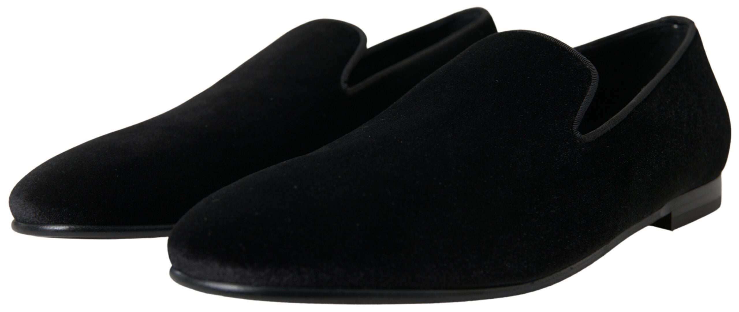 Dolce & Gabbana Elegant Velvet Black Loafers til mænd