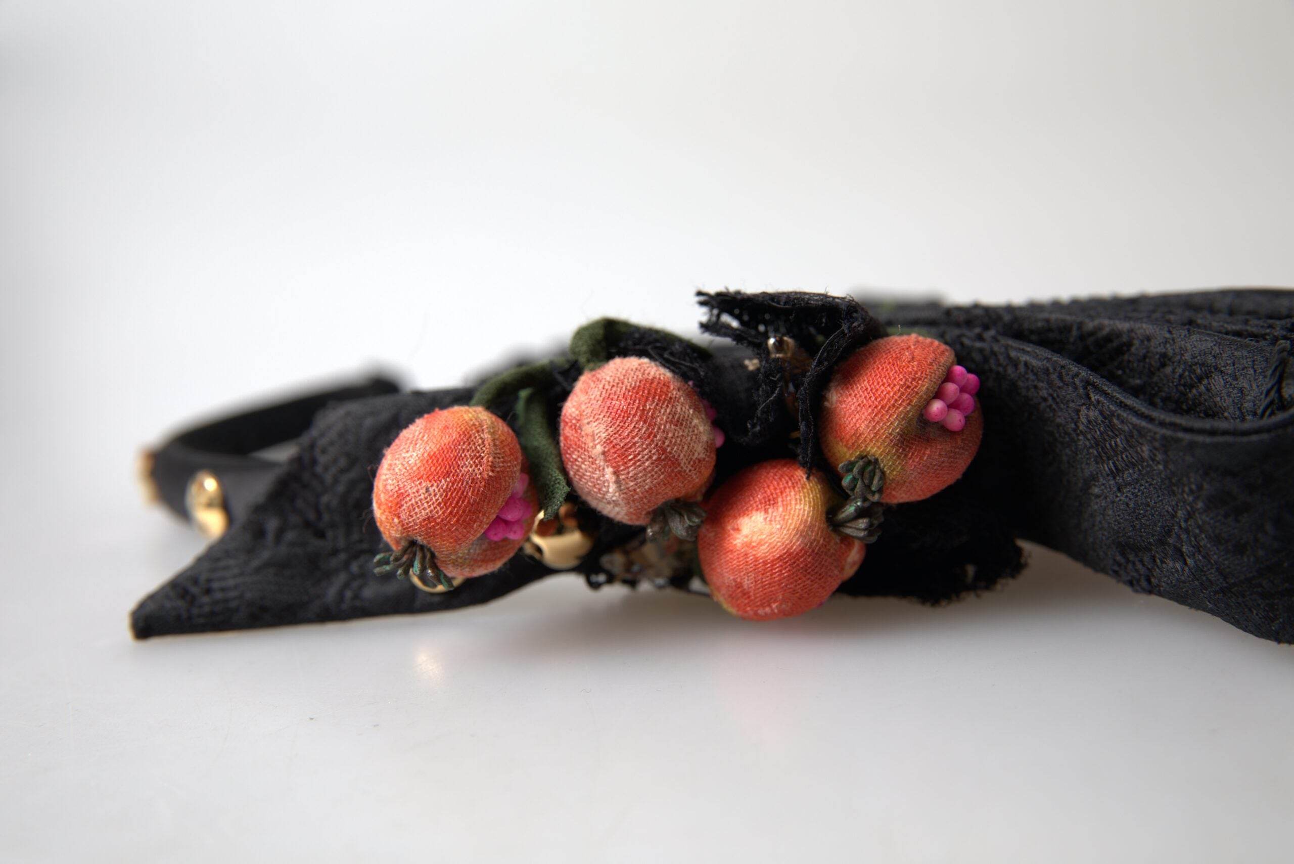 Dolce & Gabbana Black with multicolor Fig Fruit Crystal Tiara Diadem Headband - Hilstor