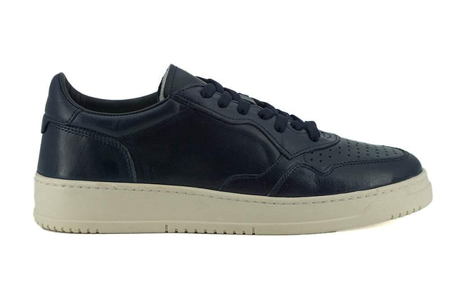 Saxone of Scotland Elegant Navy Blue Leather Sneakers - Hilstor