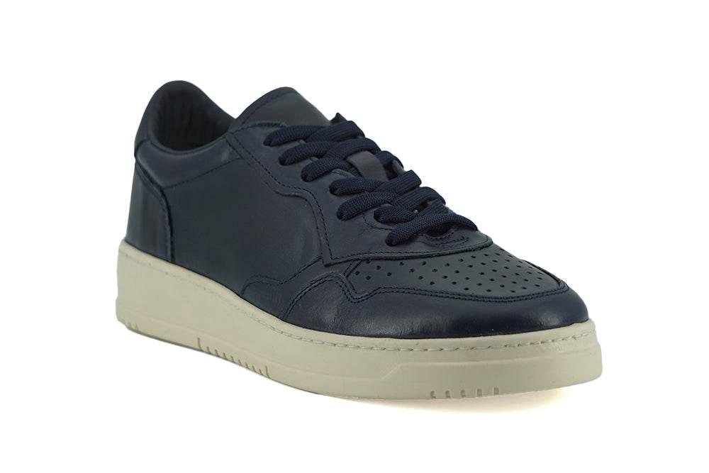Saxone of Scotland Elegant Navy Blue Leather Sneakers - Hilstor
