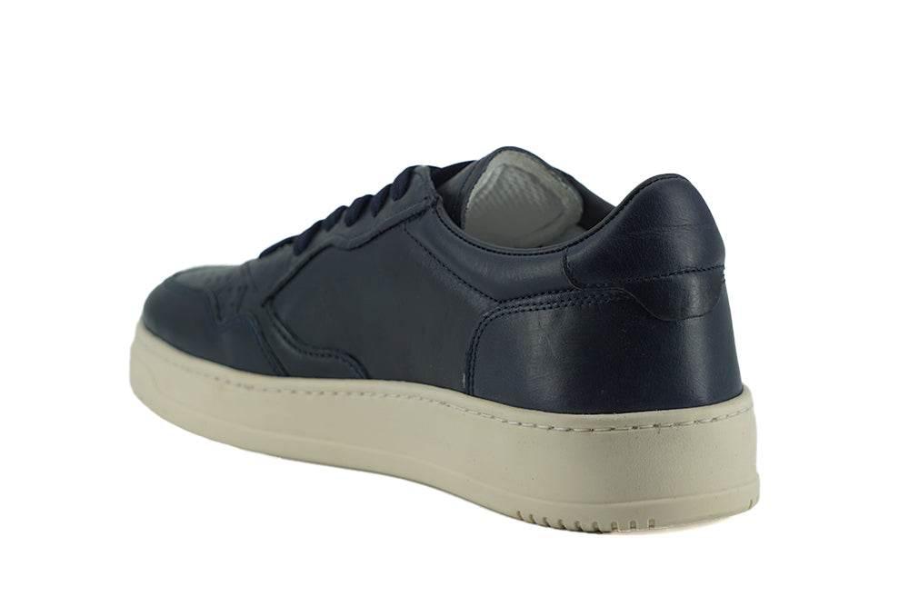Saxone of Scotland Elegant Navy Blue Leather Sneakers - Hilstor