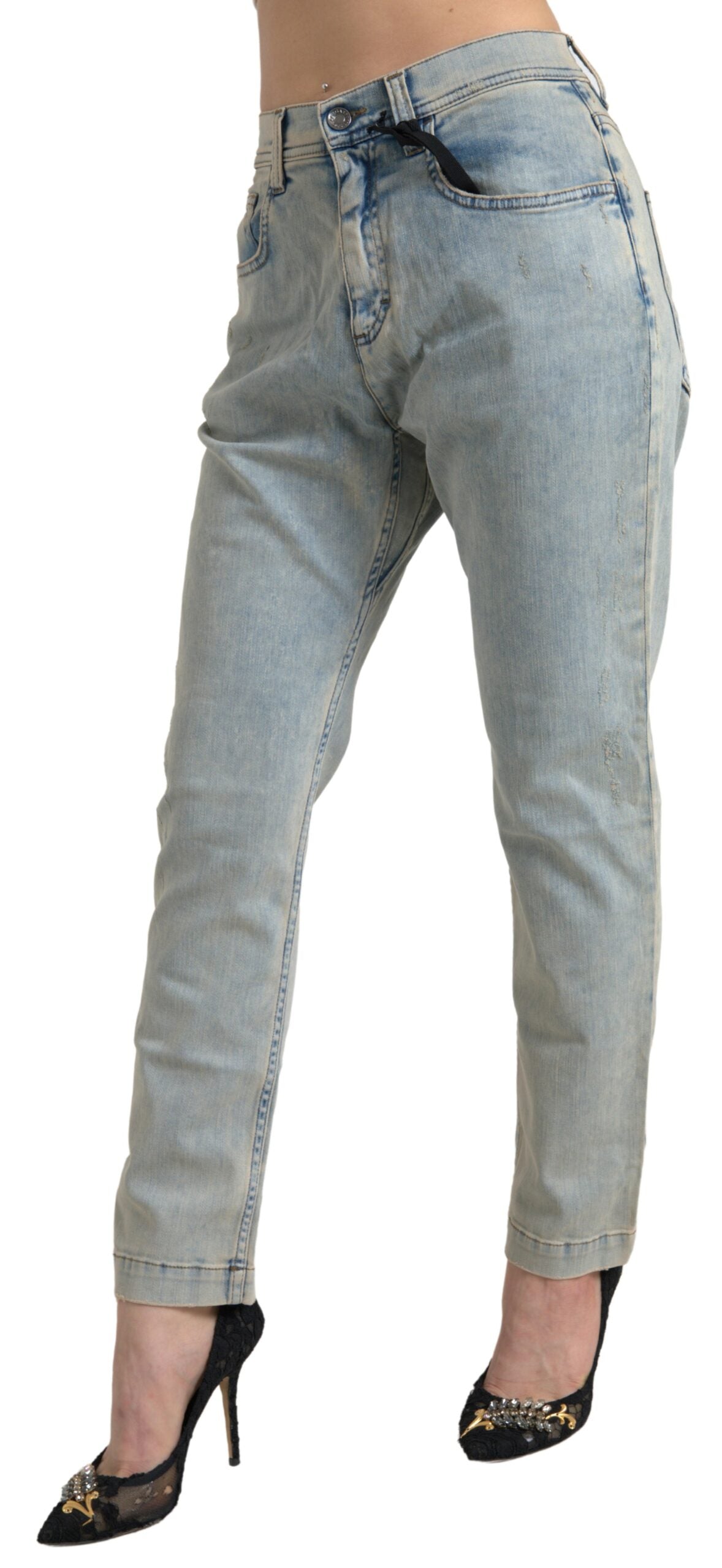 Dolce &amp; Gabbana Blå Vasket Bomuld Mellem Talje Skinny Jeans
