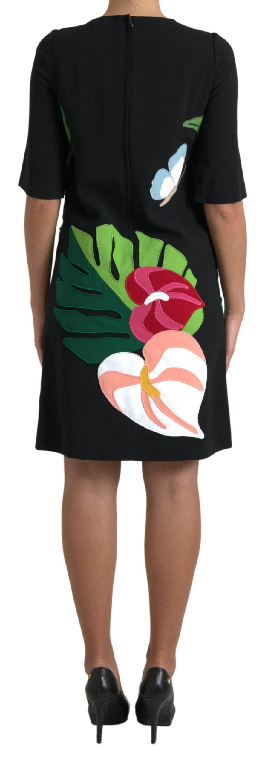 Dolce & Gabbana Black Tiger Jungle Print Sheath Stretch Dress - Hilstor