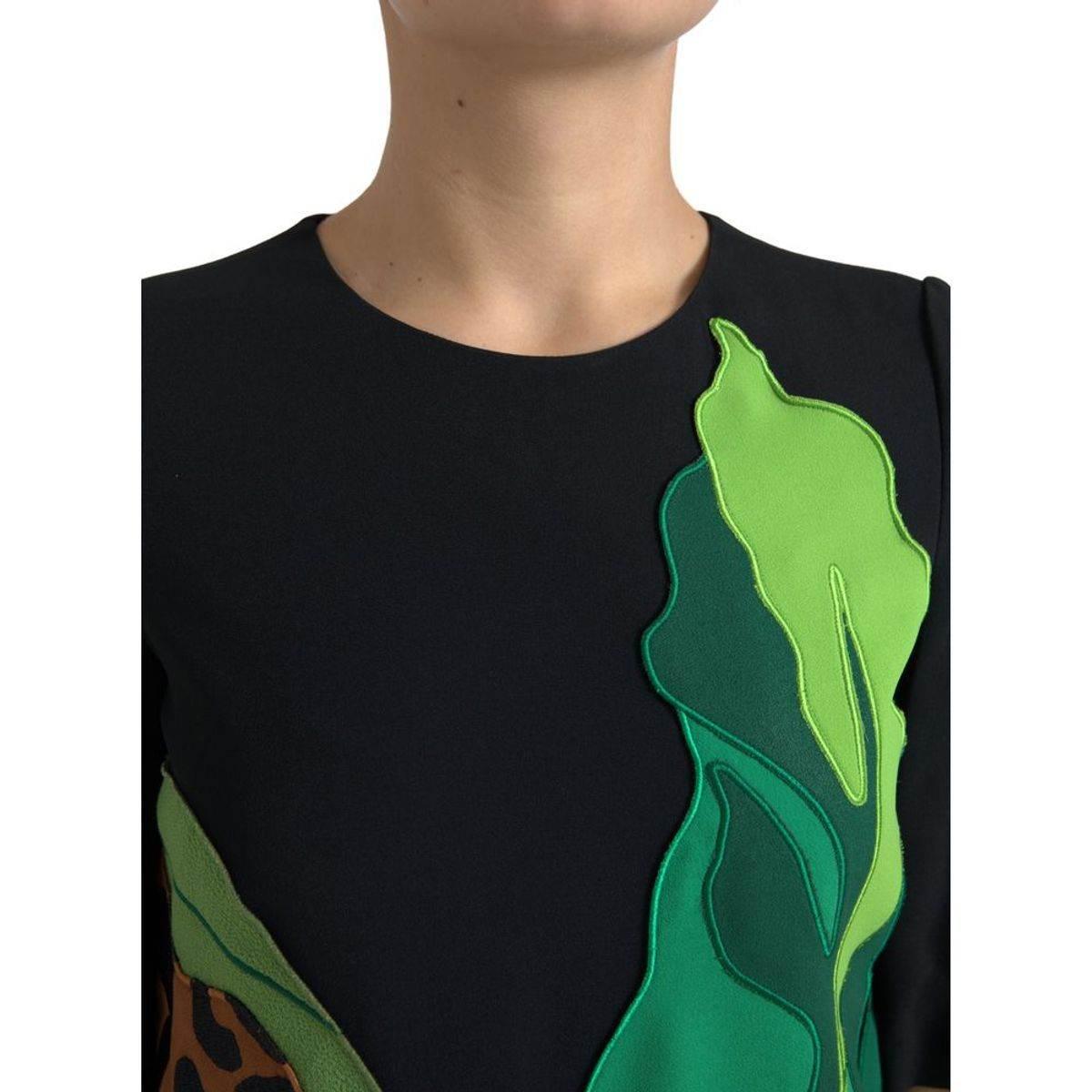 Dolce & Gabbana Black Tiger Jungle Print Sheath Stretch Dress - Hilstor