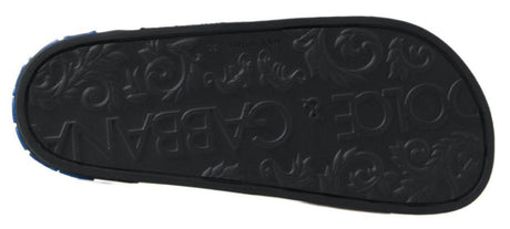 Dolce & Gabbana Elegant Black Leather Slide Sandals - Hilstor