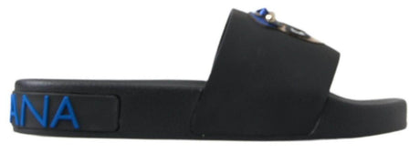 Dolce & Gabbana Elegant Black Leather Slide Sandals - Hilstor