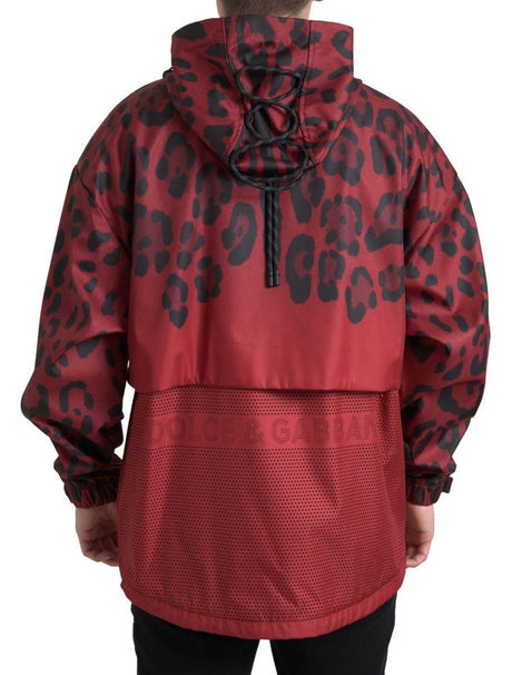 Dolce & Gabbana Radiant Red Leopard Print Hooded Jacket - Hilstor