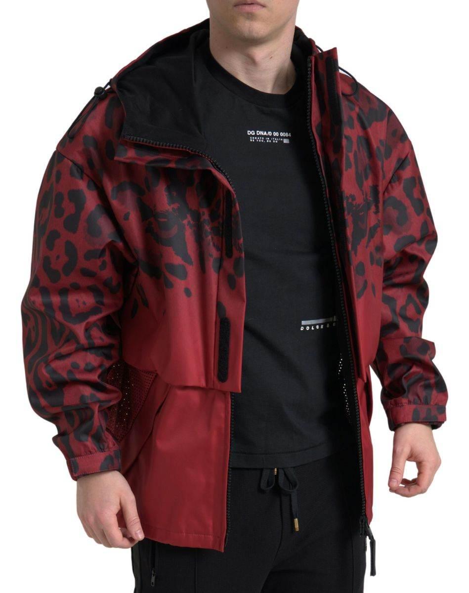 Dolce & Gabbana Radiant Red Leopard Print Hooded Jacket - Hilstor
