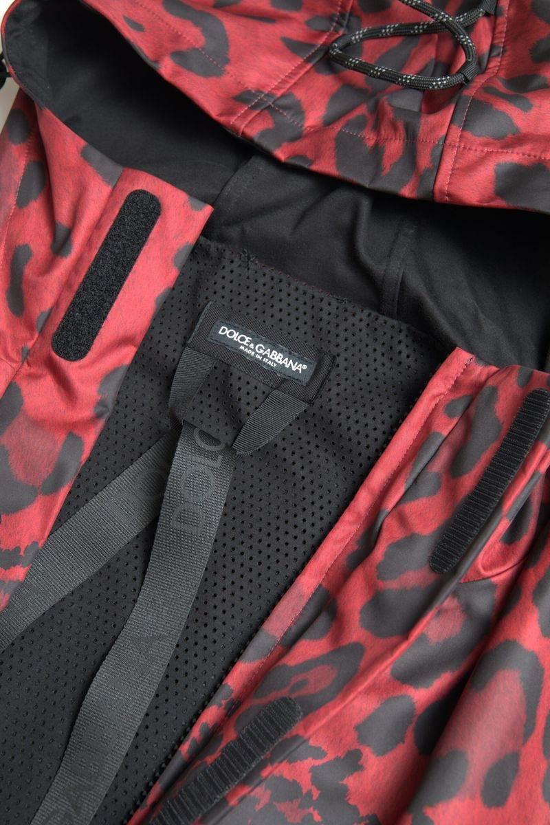 Dolce & Gabbana Radiant Red Leopard Print Hooded Jacket - Hilstor