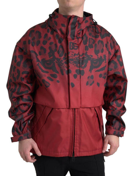 Dolce & Gabbana Radiant Red Leopard Print Hooded Jacket - Hilstor