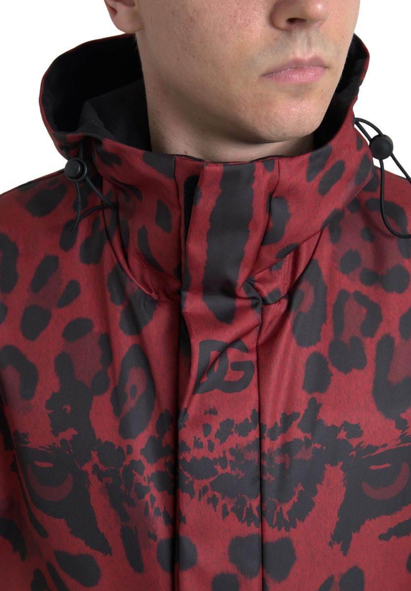Dolce & Gabbana Radiant Red Leopard Print Hooded Jacket - Hilstor