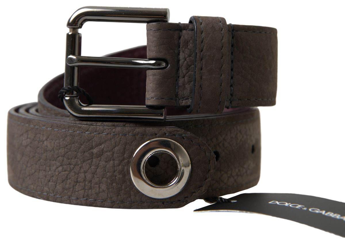 Dolce & Gabbana Brown Leather Metal Buckle Men Cintura Belt - Hilstor