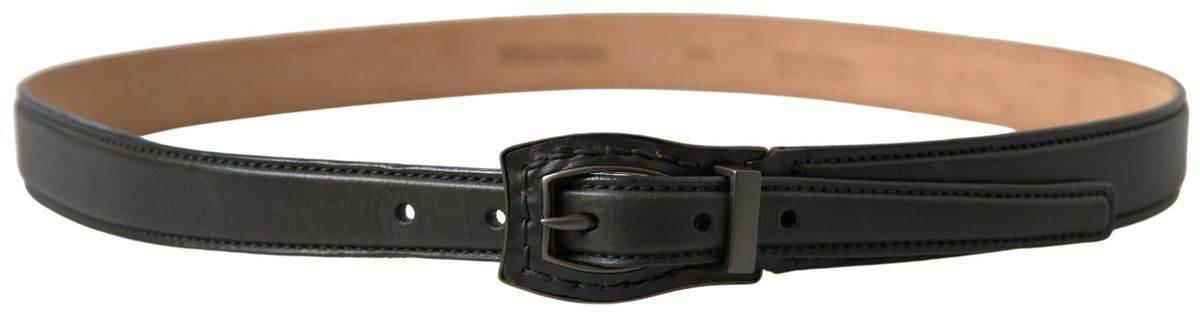 Ermanno Scervino Black Leather Metal Buckle Cintura Belt - Hilstor