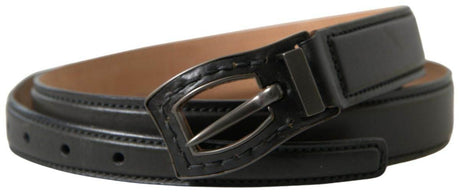 Ermanno Scervino Black Leather Metal Buckle Cintura Belt - Hilstor