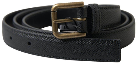 Dolce & Gabbana Elegant Black Italian Leather Belt - Hilstor