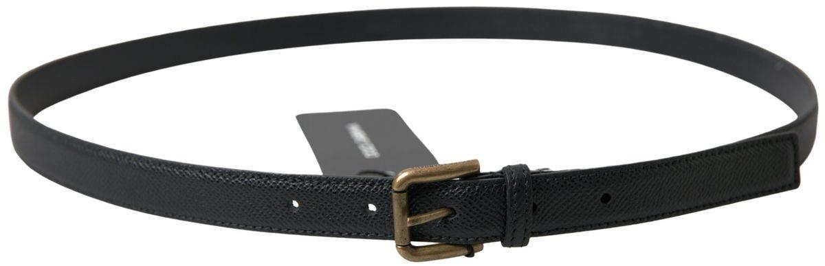 Dolce & Gabbana Elegant Black Italian Leather Belt - Hilstor