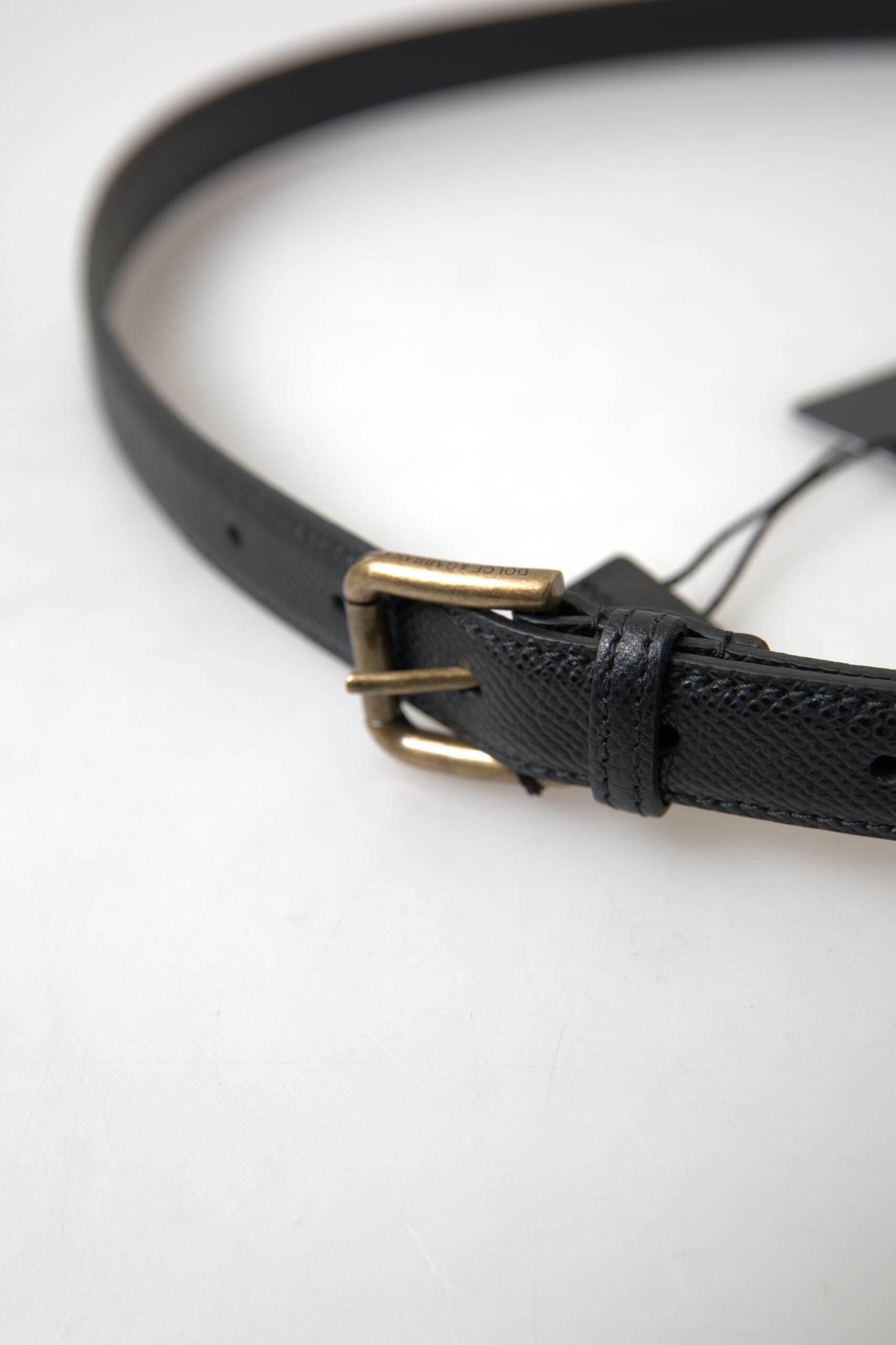 Dolce & Gabbana Elegant Black Italian Leather Belt - Hilstor