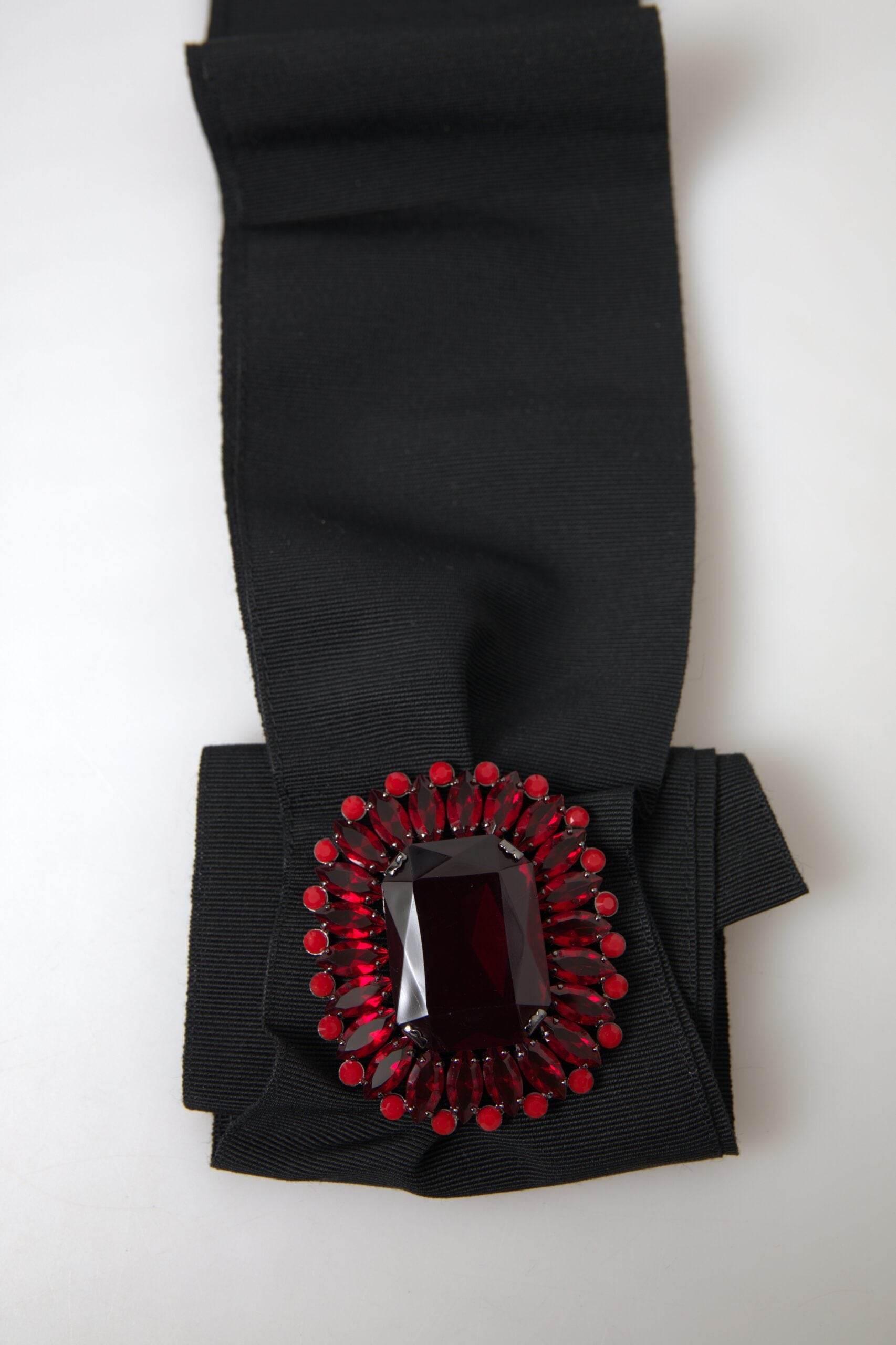 Dolce & Gabbana Black Crystal Brass Wide Waist Runway Belt - Hilstor