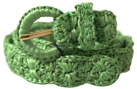 Dolce & Gabbana Elegant Green Viscose Belt with Metal Buckle - Hilstor