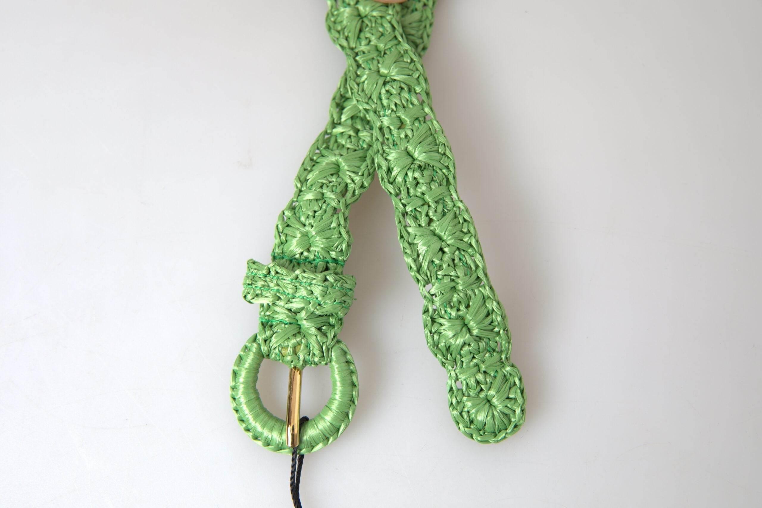 Dolce & Gabbana Elegant Green Viscose Belt with Metal Buckle - Hilstor