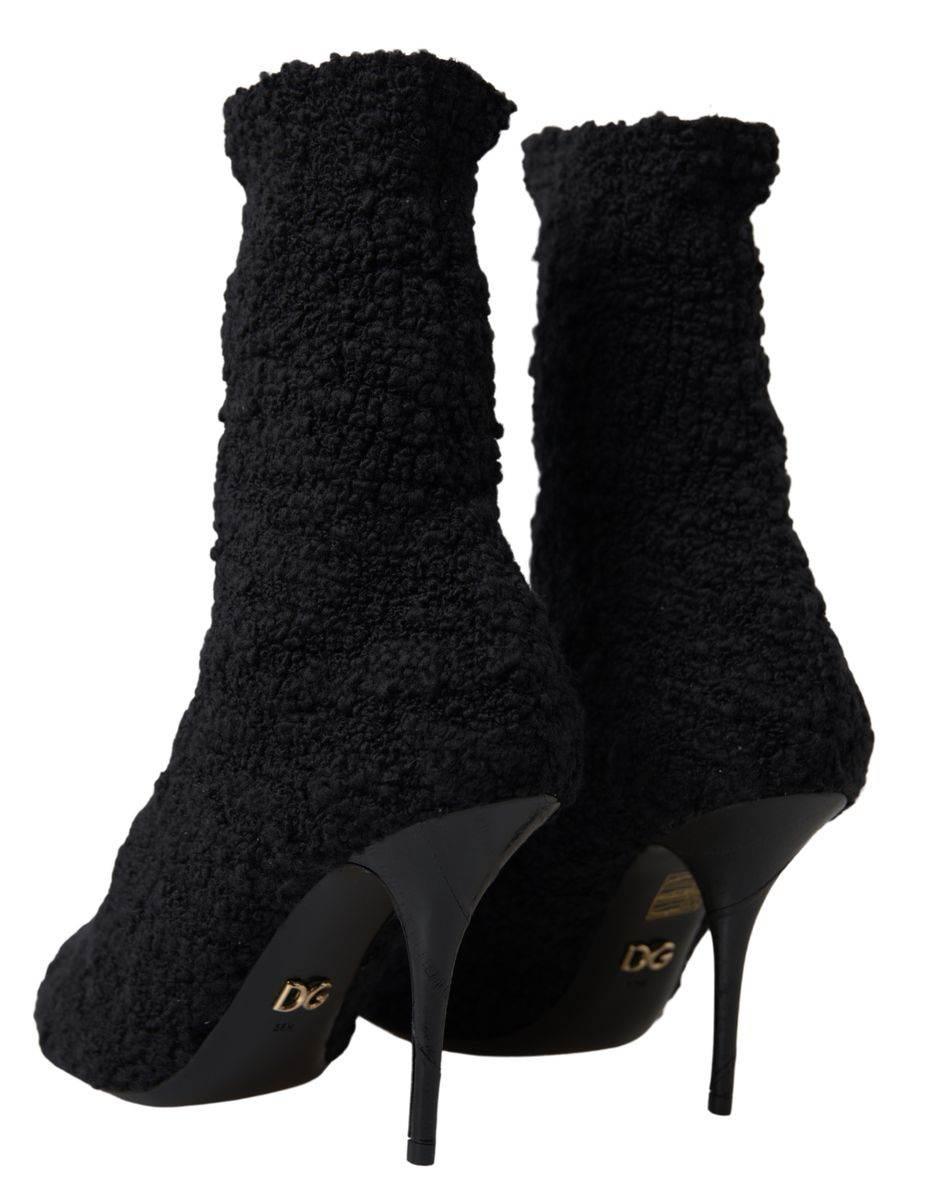 Dolce & Gabbana Elegant Virgin Wool Mid Calf Boots - Hilstor
