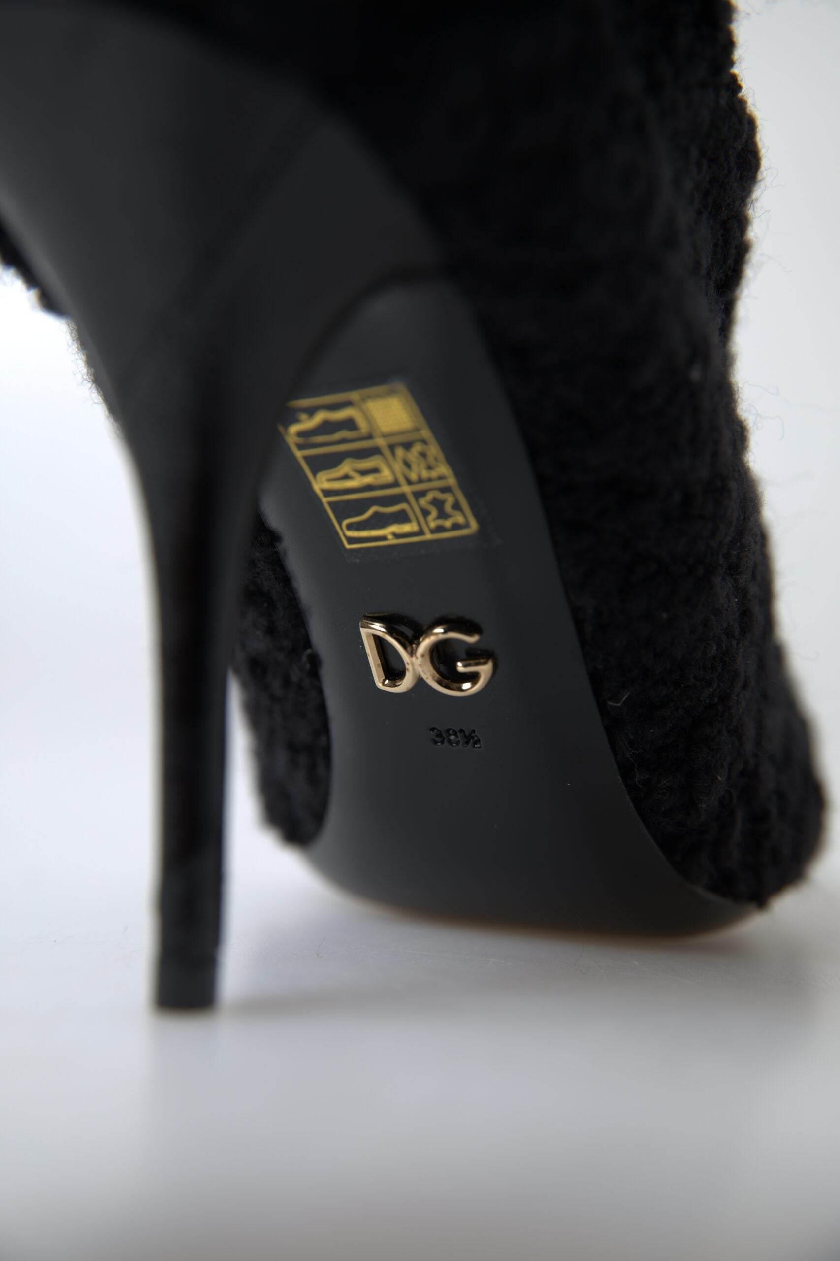 Dolce & Gabbana Elegant Virgin Wool Mid Calf Boots - Hilstor