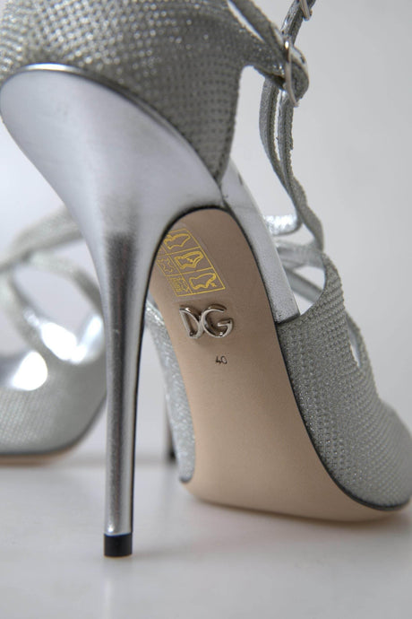 Dolce & Gabbana Elegant Shimmering Silver High-Heeled Sandals - Hilstor