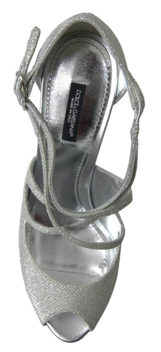 Dolce & Gabbana Elegant Shimmering Silver High-Heeled Sandals - Hilstor