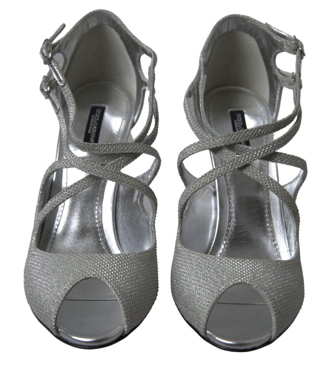 Dolce & Gabbana Elegant Shimmering Silver High-Heeled Sandals - Hilstor