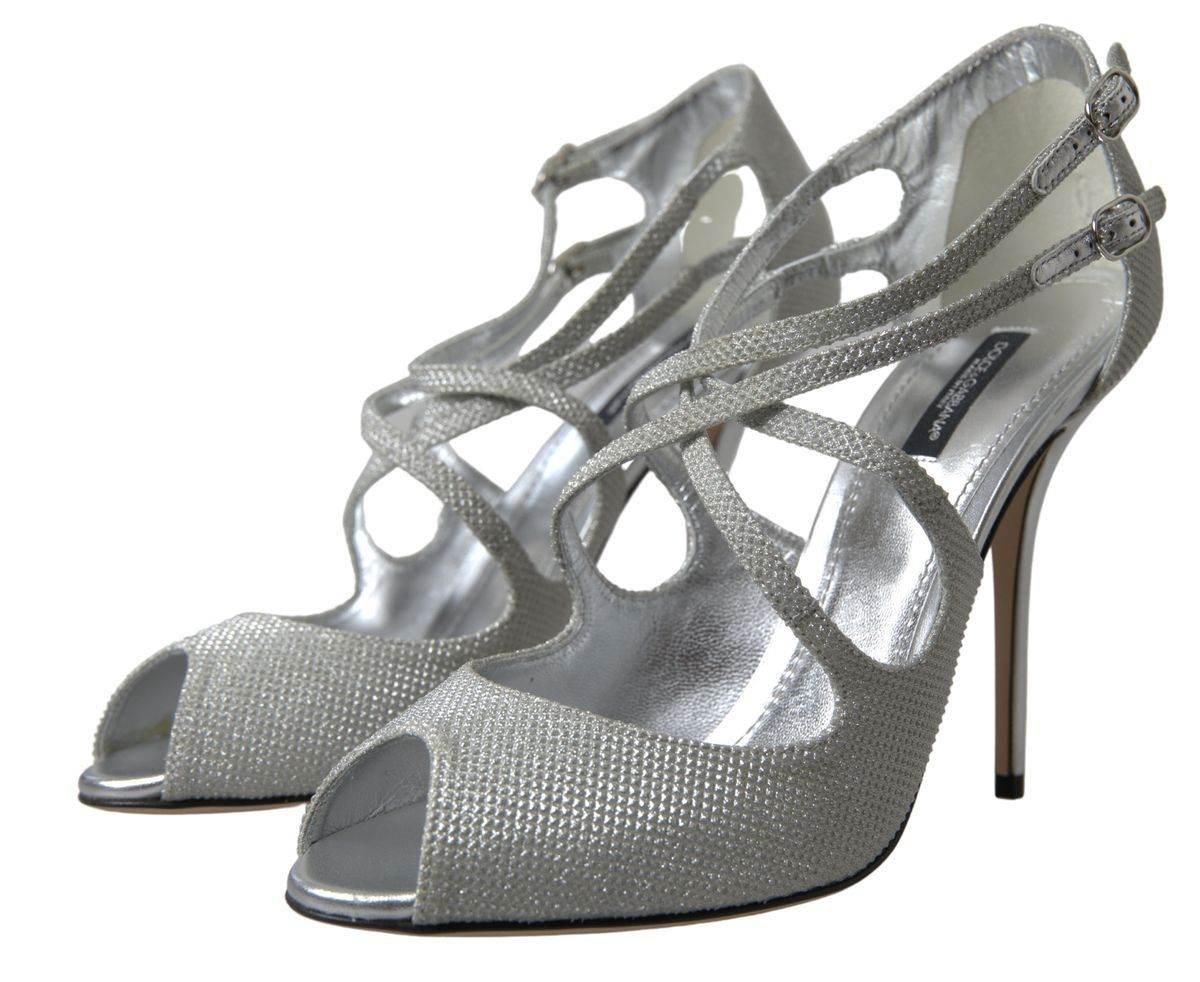 Dolce & Gabbana Elegant Shimmering Silver High-Heeled Sandals - Hilstor