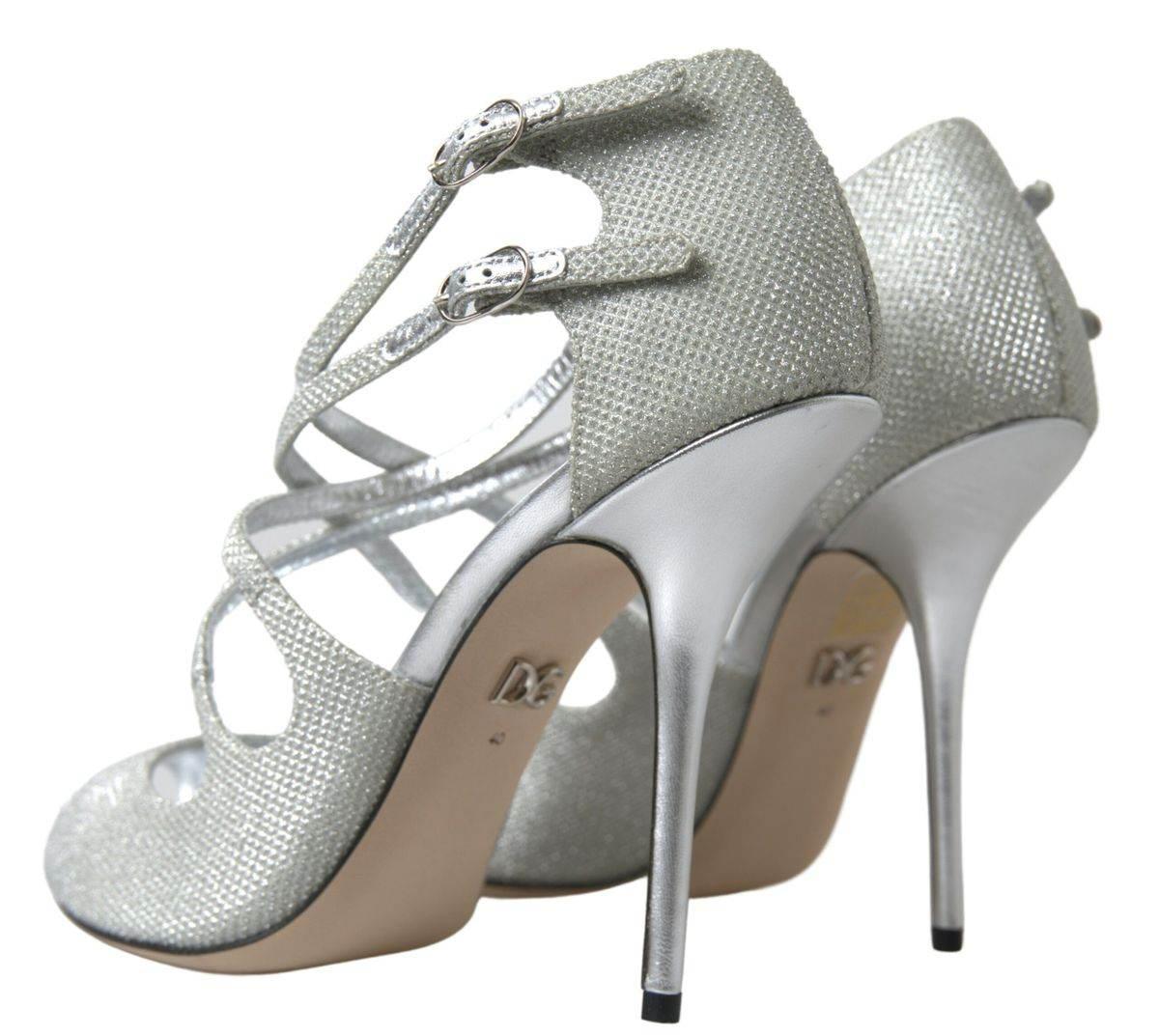 Dolce & Gabbana Elegant Shimmering Silver High-Heeled Sandals - Hilstor