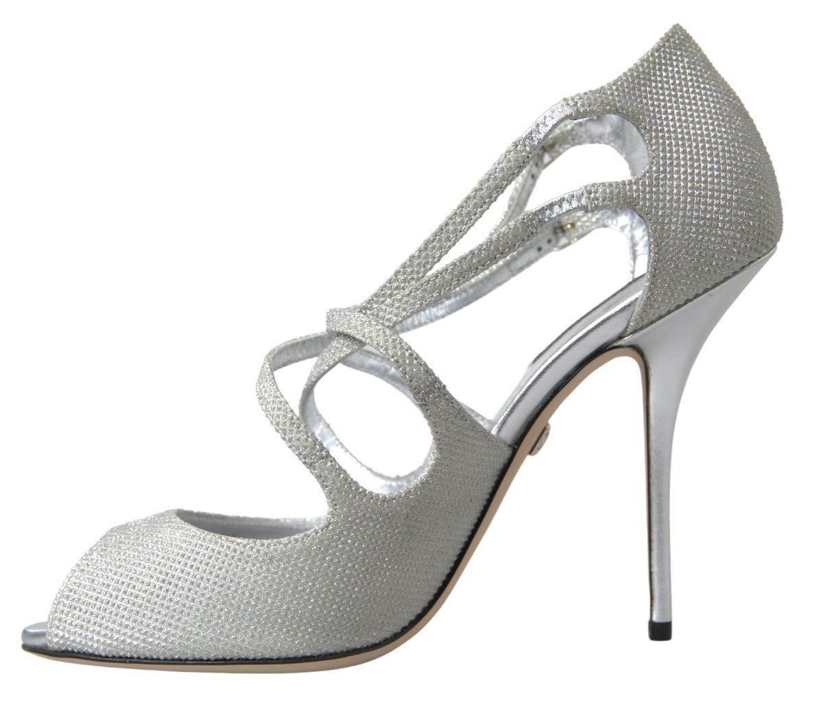 Dolce & Gabbana Elegant Shimmering Silver High-Heeled Sandals - Hilstor