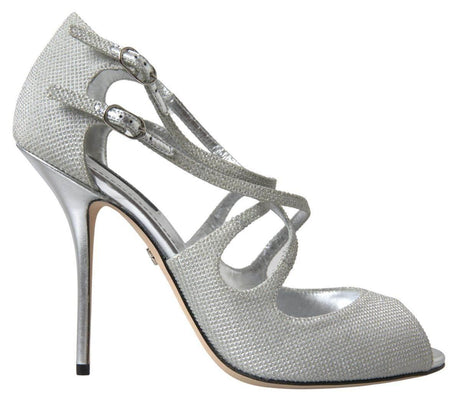 Dolce & Gabbana Elegant Shimmering Silver High-Heeled Sandals - Hilstor