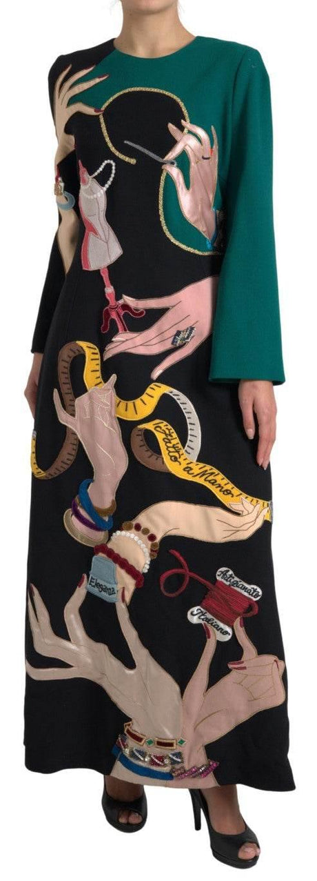 Dolce & Gabbana Elegant Multicolor Wool A-Line Dress - Hilstor