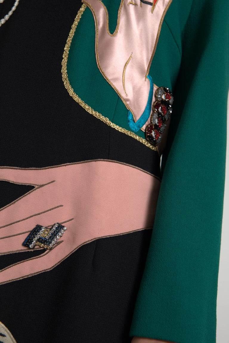 Dolce & Gabbana Elegant Multicolor Wool A-Line Dress - Hilstor