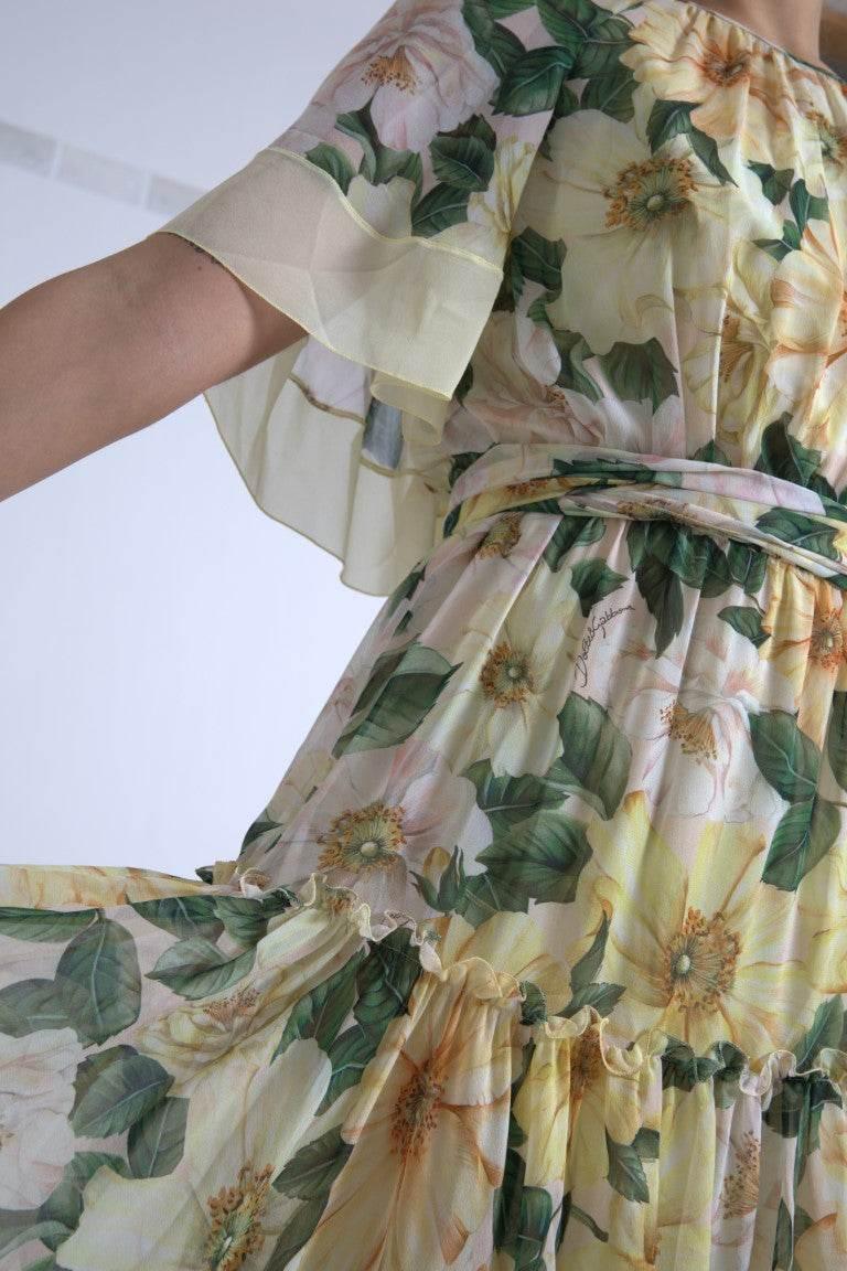 Dolce & Gabbana Elegant Silk Floral Maxi Dress - Hilstor
