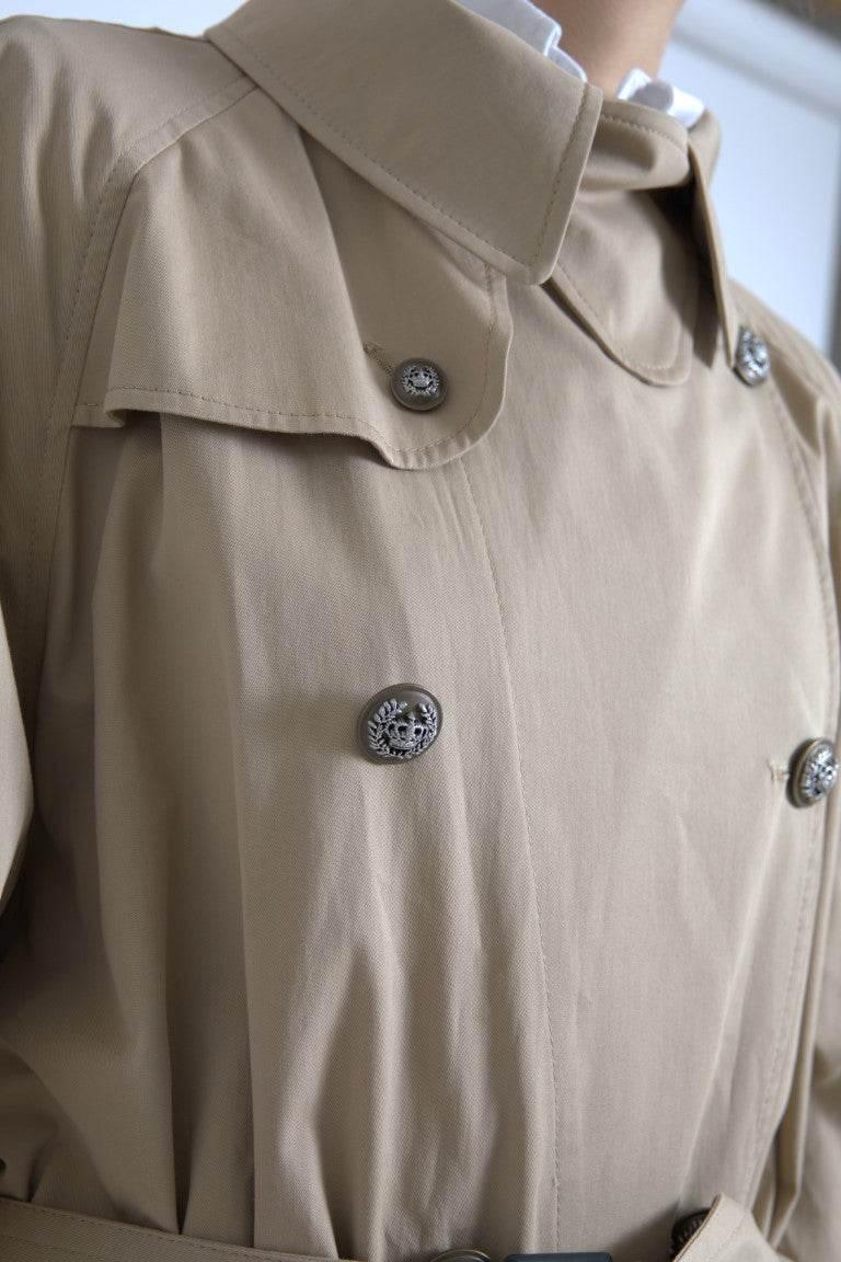 Dolce & Gabbana Khaki Double Breasted Trench Coat Jacket - Hilstor