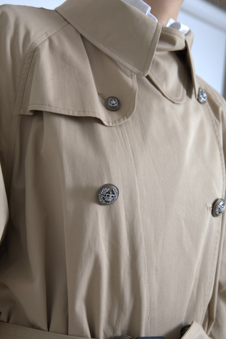 Dolce &amp; Gabbana Khaki dobbeltradet trenchcoat-jakke