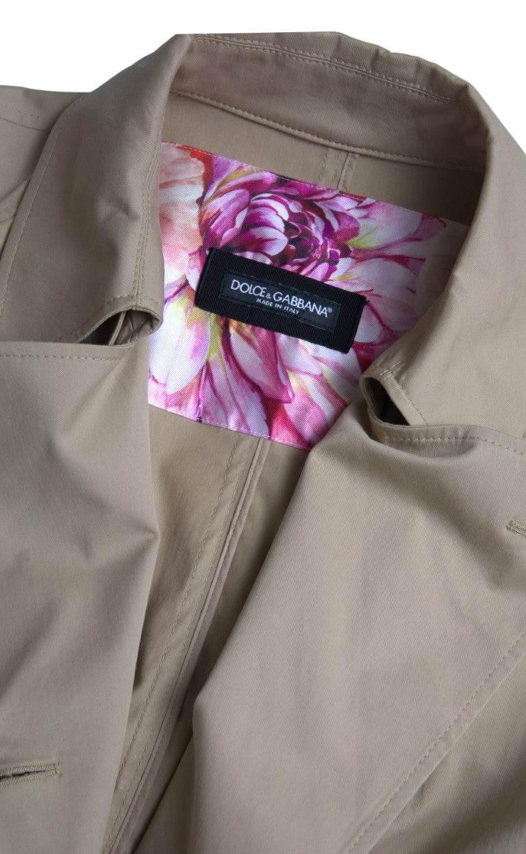Dolce & Gabbana Khaki Double Breasted Trench Coat Jacket - Hilstor