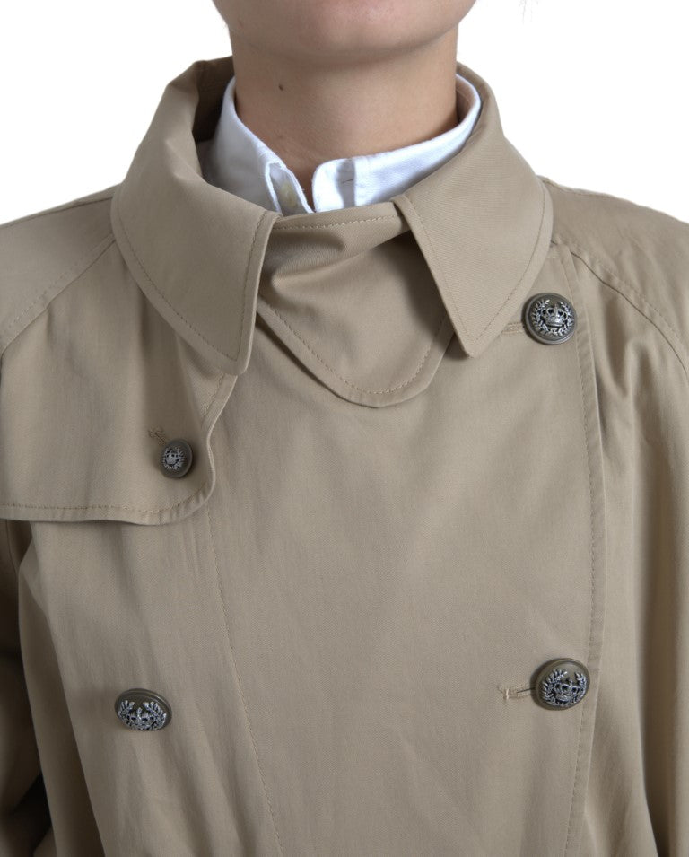 Dolce &amp; Gabbana Khaki dobbeltradet trenchcoat-jakke