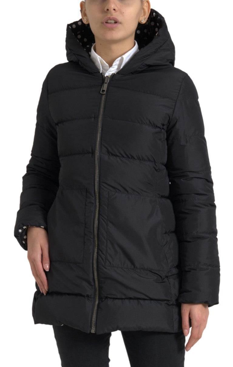 Dolce & Gabbana Black Polyester Hooded Reversible Jacket - Hilstor