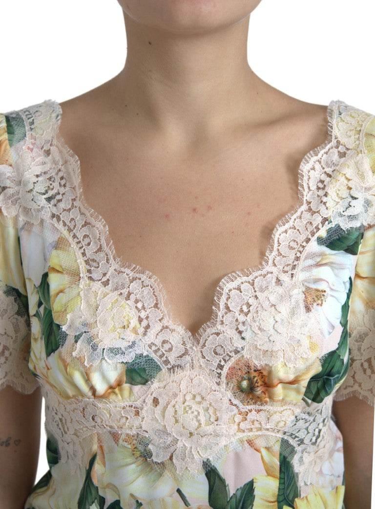 Dolce & Gabbana Elegant Floral Print Silk Blouse - Hilstor