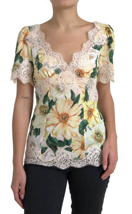 Dolce & Gabbana Elegant Floral Print Silk Blouse - Hilstor