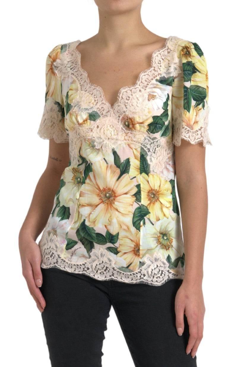 Dolce & Gabbana Elegant Floral Print Silk Blouse - Hilstor