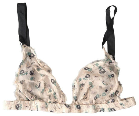 Costume National Elegant Floral Print Beige Bra - Hilstor