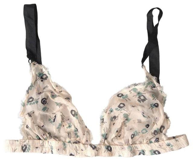Costume National Elegant Floral Print Beige Bra - Hilstor